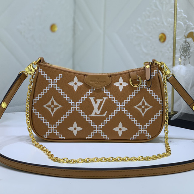 Louis Vuitton Womens Bags Messenger Shoulder Bags Luxury Brand EASY POUCH ON STRAP M81066 Embossed Monogram Empreinte cowhide leather with Original Box Whatapp