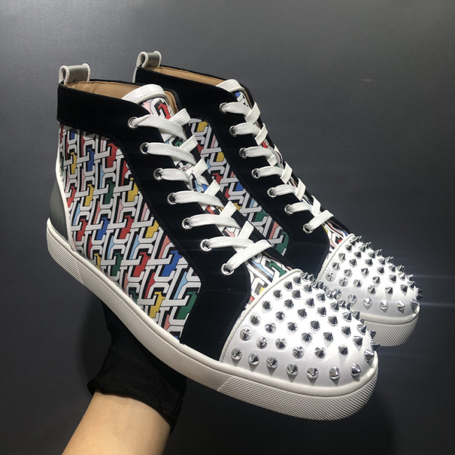 Christian Louboutin Mens Shoes Luxury Brand Red Bottom Design Louis Junior Spikes Flat with Original Box CL sneakers Whatapp