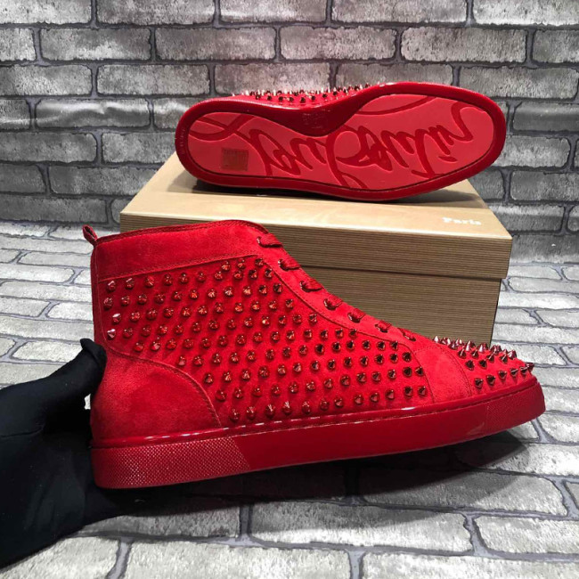 Christian Louboutin Mens Shoes Luxury Brand Red Bottom Design Louis Junior Spikes Flat with Original Box CL sneakers Whatapp