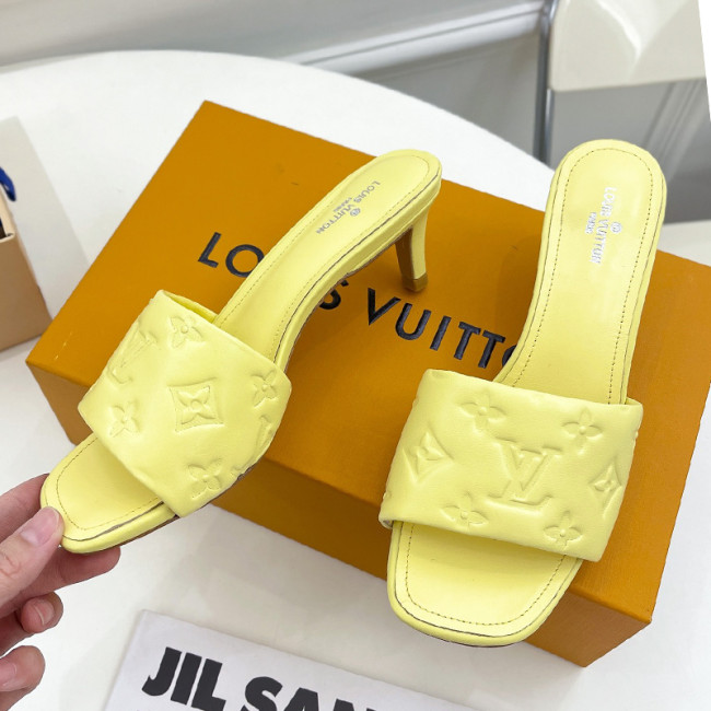 Louis Vuitton Womens Shoes Sandals Slippers Luxury Brand REVIVAL MULE 1A9P06 Yellow Monogram-embossed lambskin with Original Box 5.5cm Heel Whatapp