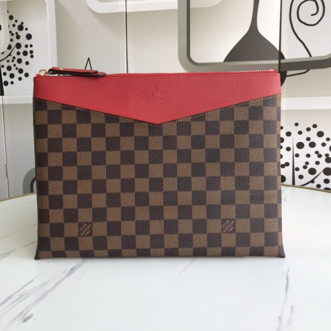 Louis Vuitton Womens Clutch Wallet Purse Bags Luxury Brand Fashion Type DAILY POUCH Scarlet Damier Ebene N60262 Whatapp