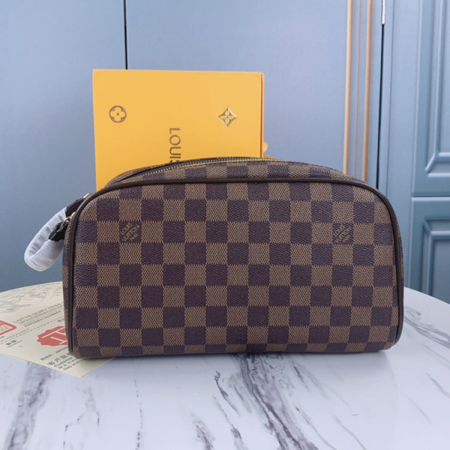 Louis Vuitton Womens Clutch Make Up Bags Luxury Fashion Type Damier Ebene Canvas KING SIZE TOILETRY BAG with Original Box N47527 Whatapp