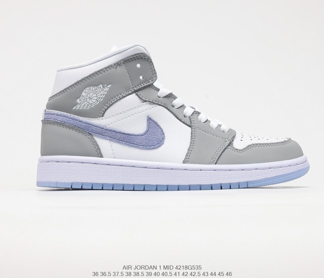 NIKE Wmns Air Jordan 1 Mid White Wolf Grey AJ1 Sneakers Mens Womens Shoes Sneakers with Original Box 4218G535 Whatapp