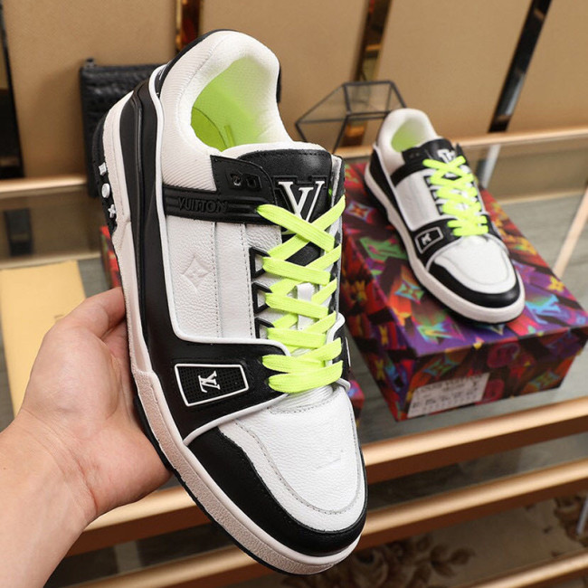 Louis Vuitton Men Shoes Fashion Sneakers Breathable LV TRAINER SNEAKER Black 1A812P Whatapp