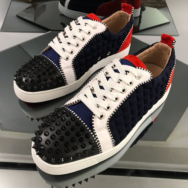 Christian Louboutin Mens Shoes Luxury Brand Red Bottom Design Louis Junior Spikes Flat with Original Box CL sneakers Whatapp