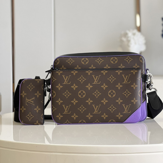 Louis Vuitton Mens Shoulder Bags Luxury Brand Fashion Type TRIO MESSENGER M46266 Monogram Macassar coated canvas and Purple cowhide leather with Original Box Whatapp