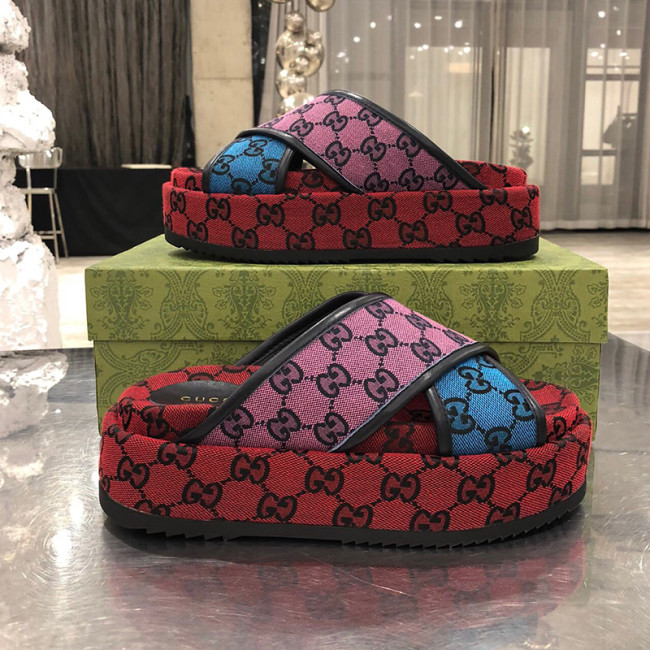 Gucci Womens Shoes Slippers Slides Luxury Brand GG Multicolor 663666 2UZU0 4281 with Original Box Whatapp