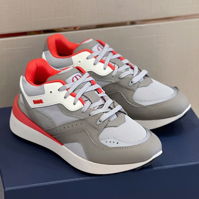 Dior Mens Shoes Sneakers Luxury Brand Breathable Design B29 SNEAKER Gray Technical Mesh and Suede with Brown Smooth Calfskin with Original Box 3SN270ZKO_H165 Whatapp