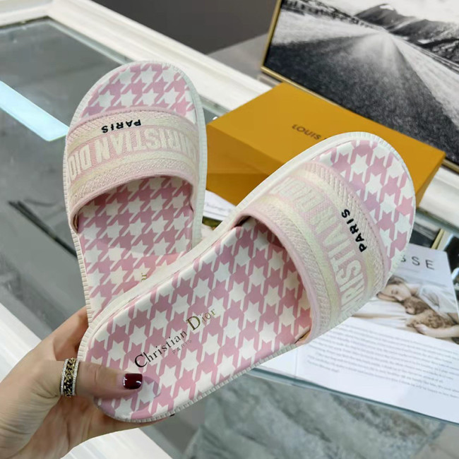 Dior Women Shoes Mule DWAY SLIDE Luxury Brand Womens Sandals Slippers with Original Box Whatapp