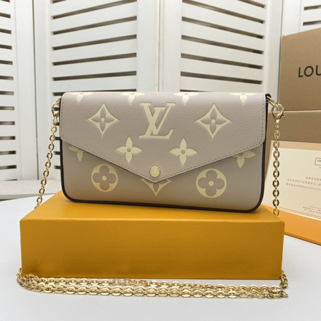 Louis Vuitton Womens Bags Crossbody Bags Luxury Brand FÉLICIE POCHETTE Tourterelle Gray/Cream Bicolor Monogram Empreinte M69977 Whatapp