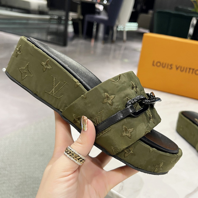 Louis Vuitton Womens Shoes Sandals Slippers Luxury Brand Louis Vuitton JUMBO FLATFORM MULE with Original Box 1A9QYY Whatapp