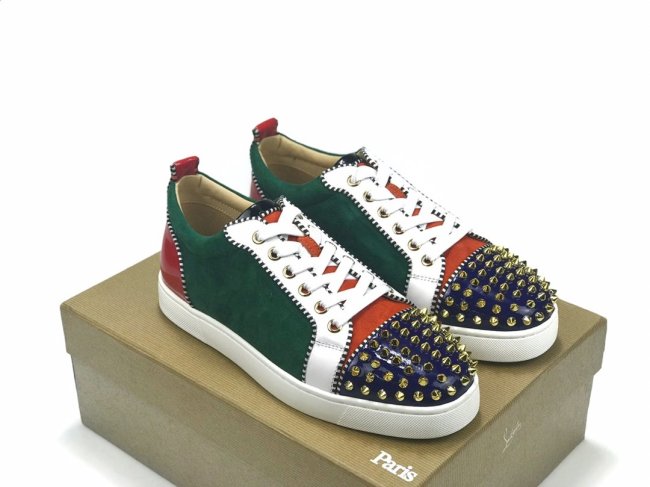 Christian Louboutin Mens Shoes Luxury Brand Red Bottom Design Louis Junior Spikes Flat with Original Box CL sneakers Whatapp