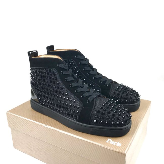 Christian Louboutin Mens Shoes Luxury Brand Red Bottom Design Louis Junior Spikes Flat with Original Box CL sneakers Whatapp