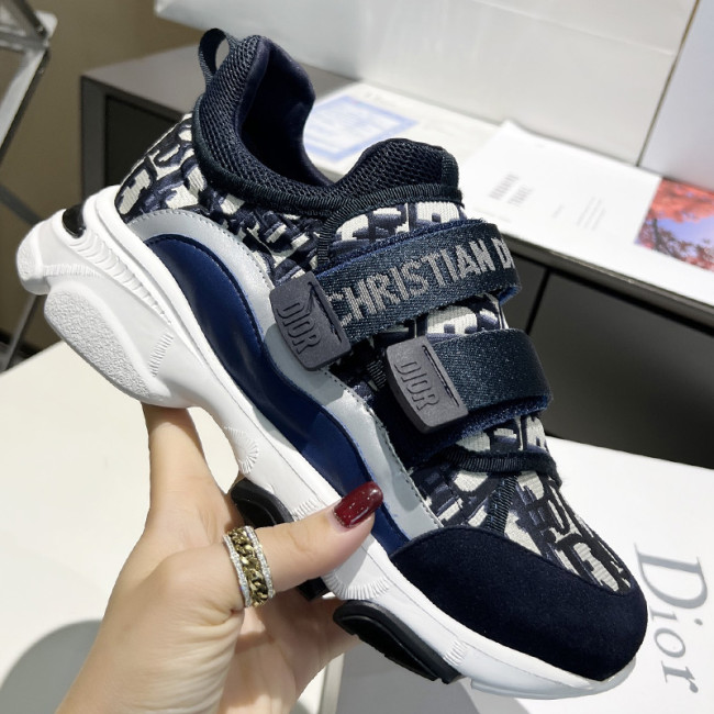 Dior Women Shoes Sneakers Luxury Brand D-WANDER SNEAKER Deep Blue Dior Oblique Technical Fabric with Original Box KCK299OBY_S56B Whatapp