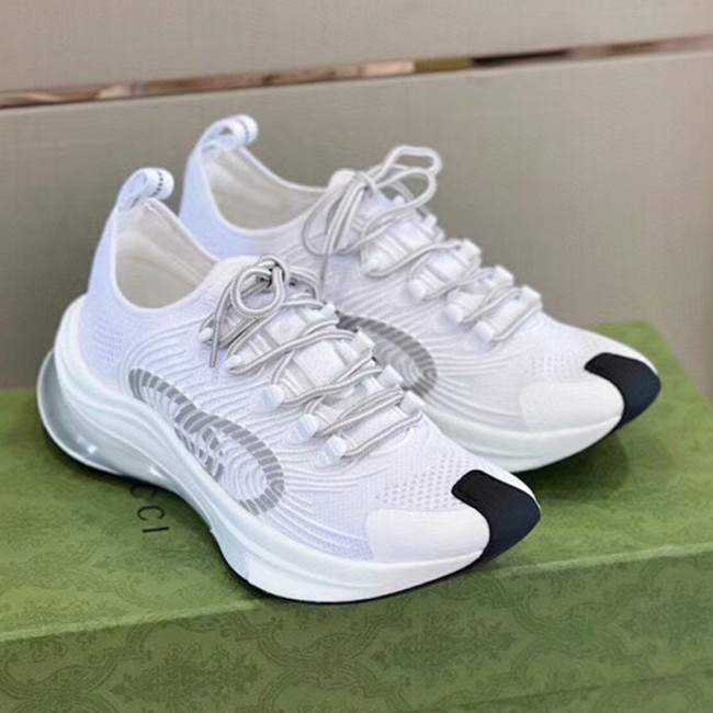 Gucci Womens Shoes Sneakers Luxury Brand Women's Gucci Run sneaker in white fabric 680902 USM10 8475 with Original Box Whatapp