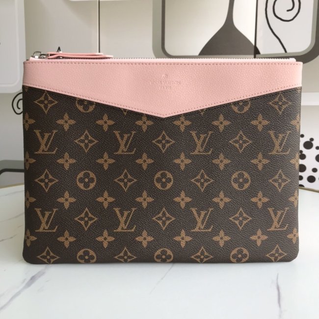 Louis Vuitton Womens Clutch Wallet Purse Bags Luxury Fashion Type DAILY POUCH Rose Poudre Monogram M62942 Whatapp