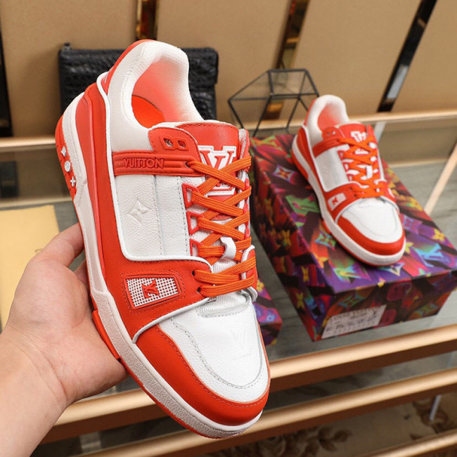 Louis Vuitton Men Shoes Fashion Sneakers Breathable LV TRAINER SNEAKER Orange 1A811P Whatapp