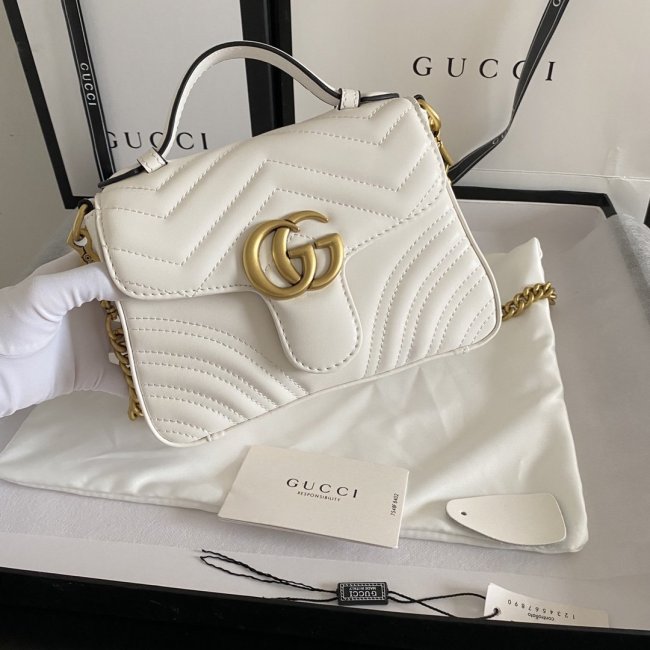 Gucci Womens Bag GG Marmont Mini Top Handle Bag