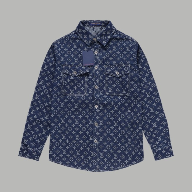 Louis Vuitton Mens Long Sleeve Shirts Luxury Brand Mens Denim Shirt Top Quality Whatapp