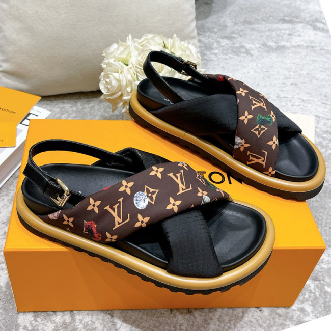 Louis Vuitton Womens Shoes Sandals Slippers Luxury Brand Louis Vuitton POOL PILLOW COMFORT SANDAL Recycled, printed nylon with Original Box 1A9PP5 Whatapp