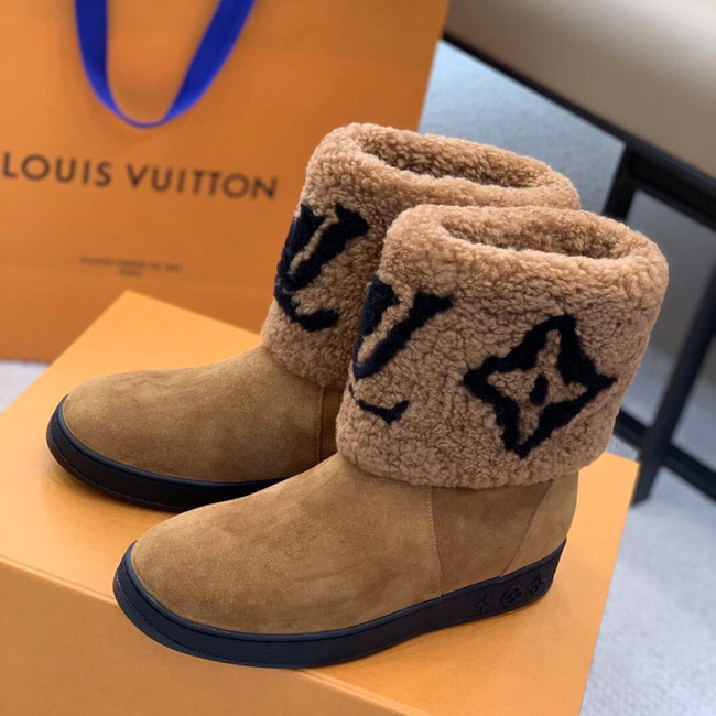 Louis Vuitton Women Shoes Snow Boots Luxury Brand SNOWDROP FLAT ANKLE BOOT Cognac 1A8D1Q Whatapp