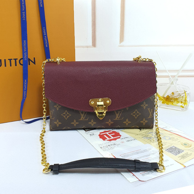 Louis Vuitton Womens Shoulder Messenger Bags Luxury Brand Fashion Type SAINT-PLACIDE Bordeaux Red Monogram coated canvas and grained colored leather M43715 with Original Box Whatapp