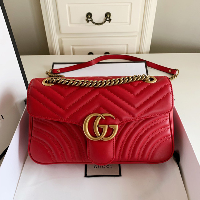 Gucci Womens Bags Luxury GG Marmont Small Matelassé Shoulder Bag Hibiscus Red Matelassé Leather 443497 DTDIT 6433 Whatapp