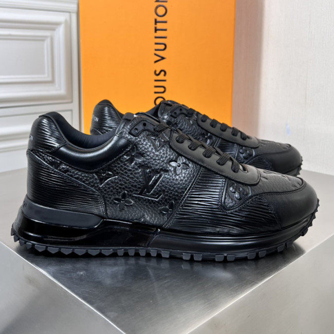 Louis Vuitton Men Shoes Sports RUN AWAY SNEAKER Running Design Luxury Brand with Original Box 1A9ZKQ Black Monogram-embossed grained calf leather and Epi calf leather Whatapp