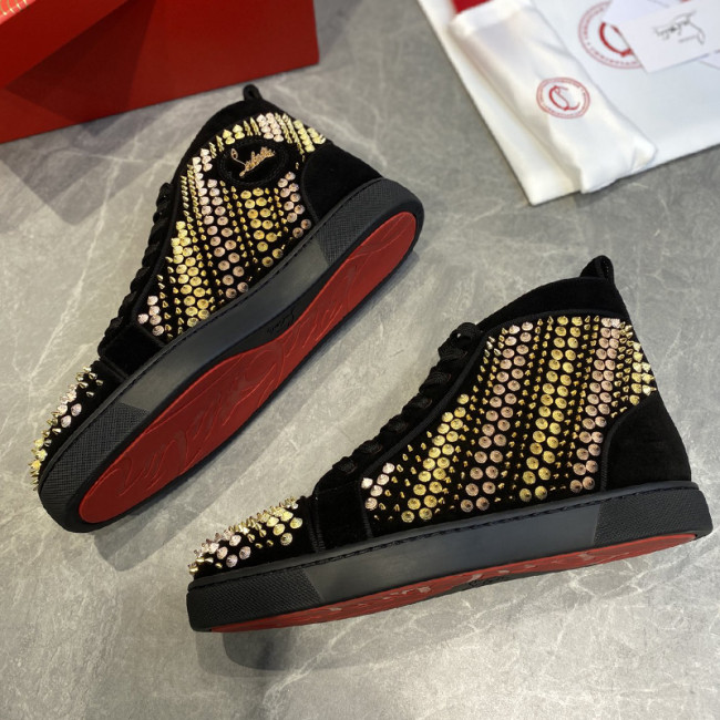 Christian Louboutin Mens Shoes Luxury Brand Red Bottom Design Louis Junior Spikes Flat with Original Box CL sneakers Whatapp