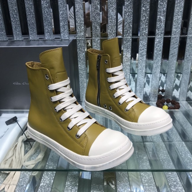 Rick Owens Men Shoes Sneakers Leather High-Top Breathable Mens Casual Shoes Ankle Boots with Original Box Whatapp