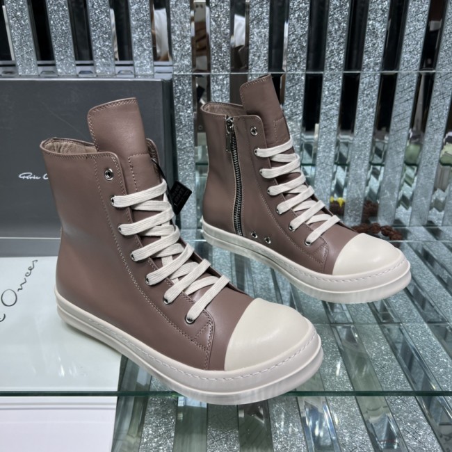 Rick Owens Men Shoes Sneakers Leather High-Top Breathable Mens Casual Shoes Ankle Boots with Original Box Whatapp