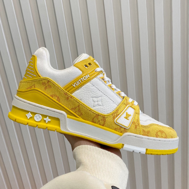 Louis Vuitton Men Shoes Fashion Sneakers Design Luxury Brand LV TRAINER SNEAKER Yellow Monogram denim with Original Box 1A9JHP Whatapp