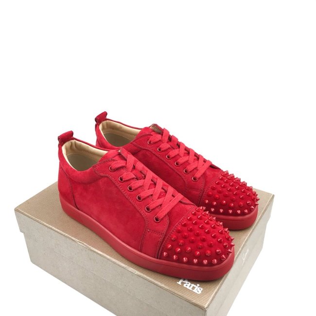 Christian Louboutin Mens Shoes Luxury Brand Red Bottom Design Louis Junior Spikes Flat with Original Box CL sneakers Whatapp