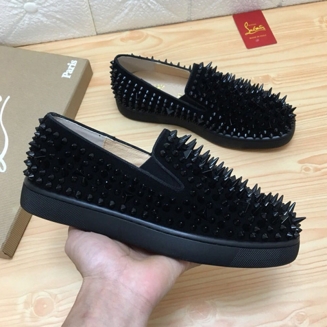 Christian Louboutin Mens Shoes Luxury Brand Red Bottom Design Roller-Boat Mens Flat 1120387B049 Whatapp