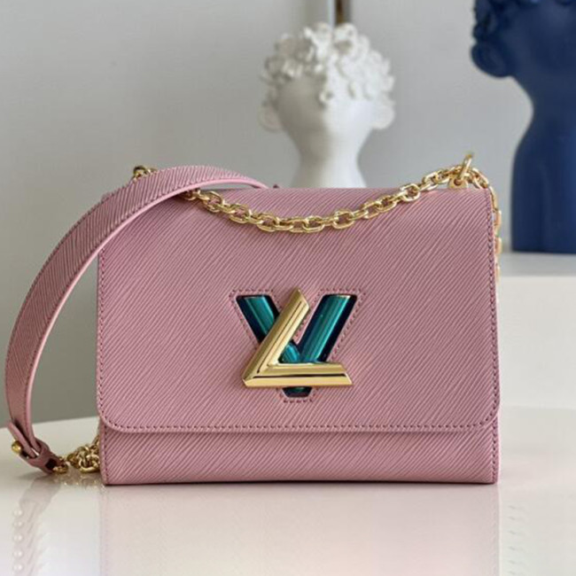 Louis Vuitton Womens Bags Shoulder Messenger Bags Luxury Brand TWIST MM Pink Epi grained cowhide leather M20680 with Original Box Whatapp