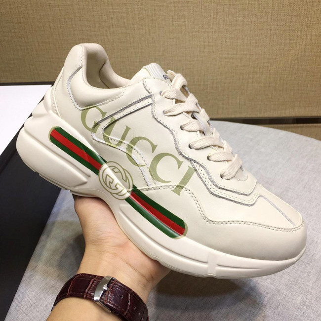 Gucci Women Shoes Women's Rhyton Gucci logo leather sneaker Luxury Brand with Original Box 528892 DRW00 9522 Whatapp