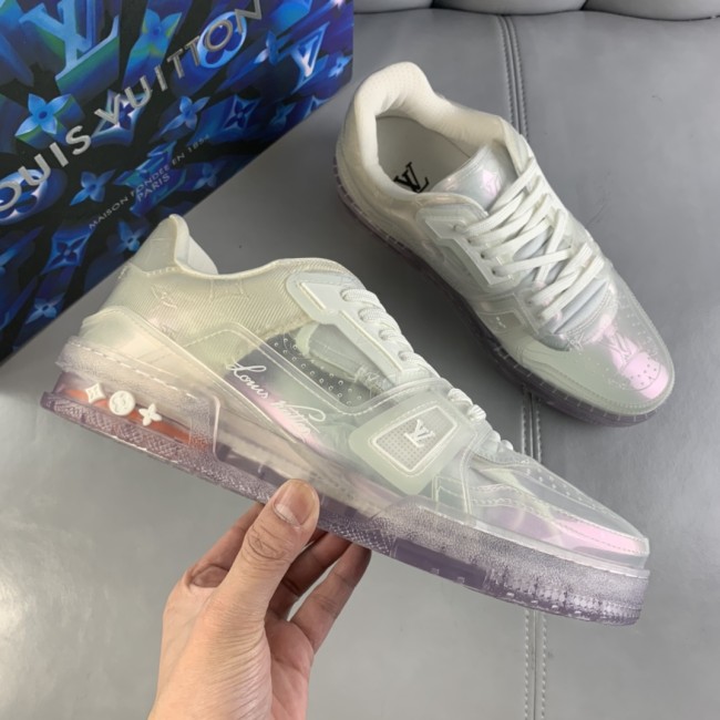 Louis Vuitton Men Shoes Sports Sneakers Luxury Brand LV TRAINER SNEAKER White Transparent material with Original Box 1A5YR6 Whatapp