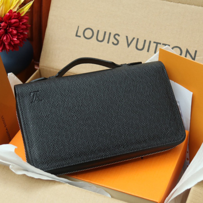 Louis Vuitton Mens Womens Bags Clutch Luxury Brand Fashion Type ZIPPY XL WALLET M44275 Black Taiga Leather with Original Box Whatapp