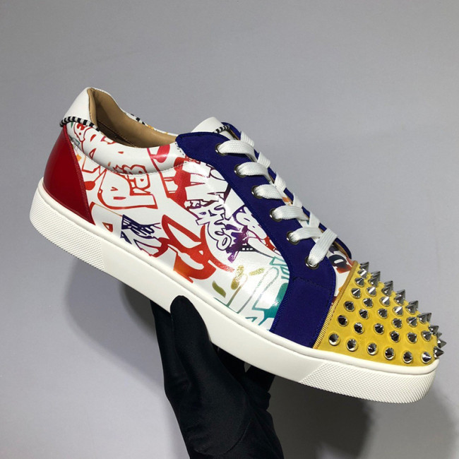 Christian Louboutin Mens Shoes Luxury Brand Red Bottom Design Louis Junior Spikes Flat with Original Box CL sneakers Whatapp