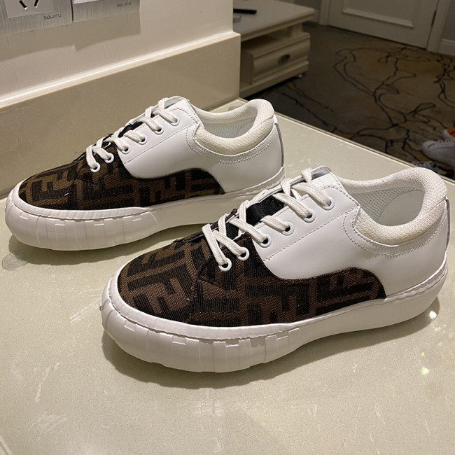 Fendi Womens Shoes FENDI FORCE Brown Fabric and Leather Low tops 8E8109AF5CF1DV2 Whatapp