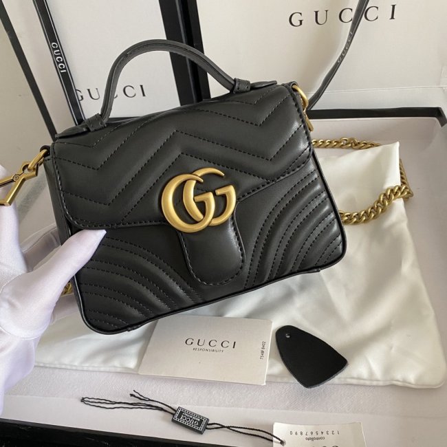 Gucci Womens Bags Shoulder Messenger Bag Luxury Brand GG Marmont Mini Top Handle Bag