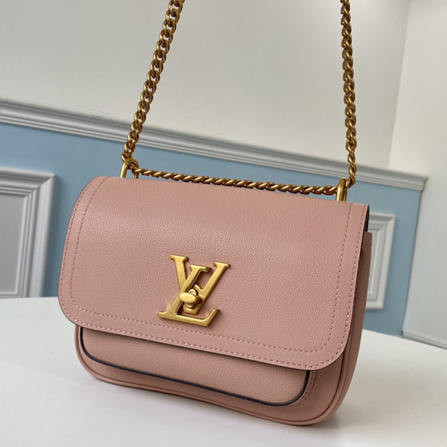 Louis Vuitton Womens Bags Messenger Shoulder Bags LOCKME CHAIN BAG Luxury Brand with Original Box Rose des Sables Pink Grained calf leather M57071 Whatapp