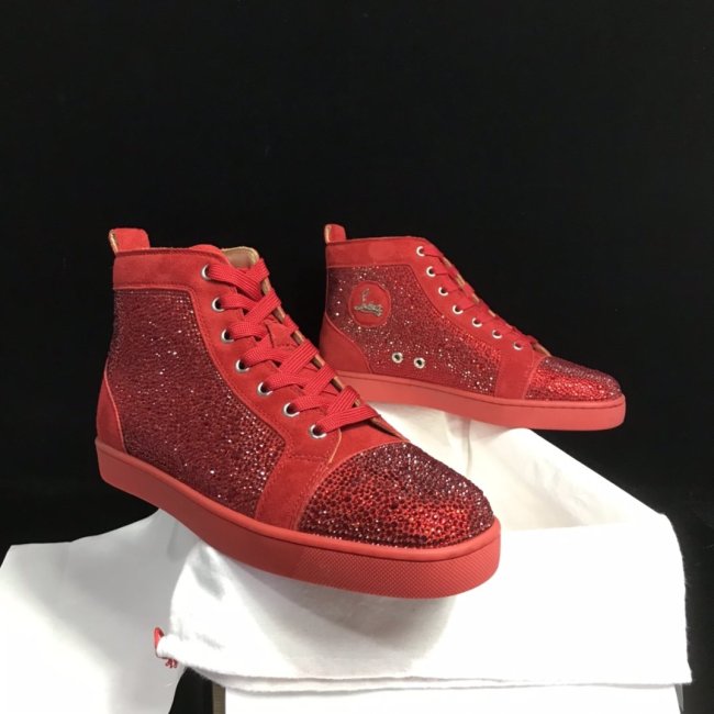 Christian Louboutin Mens Shoes Luxury Brand Red Bottom Design Louis Junior Spikes Flat with Original Box CL sneakers Whatapp