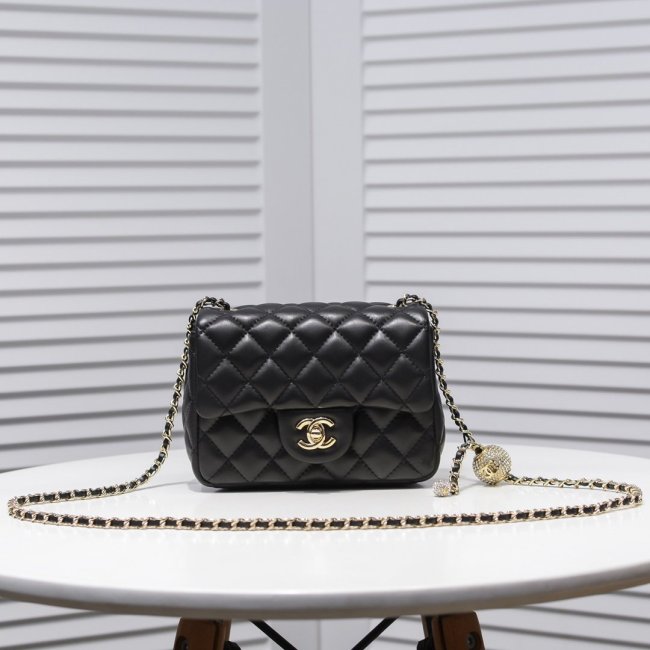 Chanel Womens Bags Crossbody Bag Flap Bag Lambskin & Gold-Tone Metal Black Whatapp