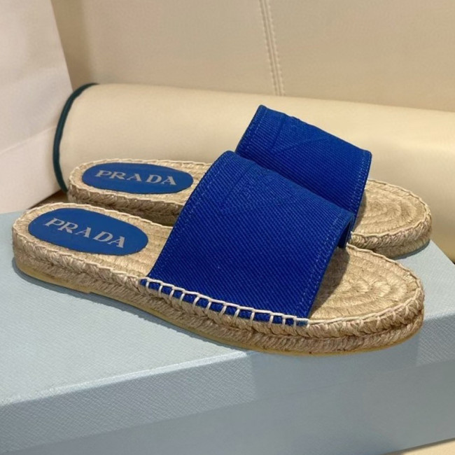 Prada Womens Shoes Casual Luxury Brand Breathable Hemp espadrilles Shoes Sandals Slippers with Original Box Whatapp